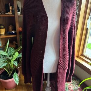 Love By Design Deep Red Open-Front Cardigan